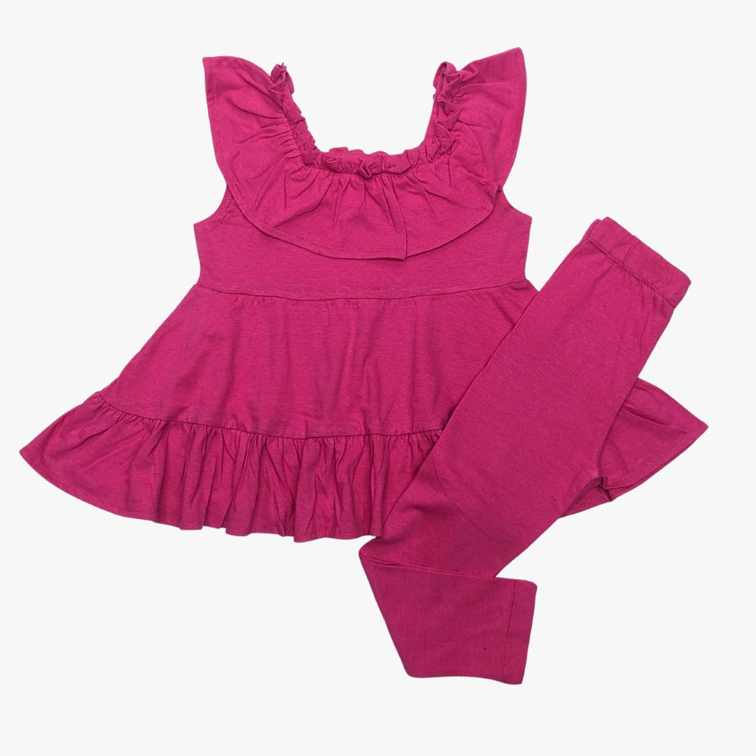 Mia Belle Girls Ruffle Midi Dress - hot pink