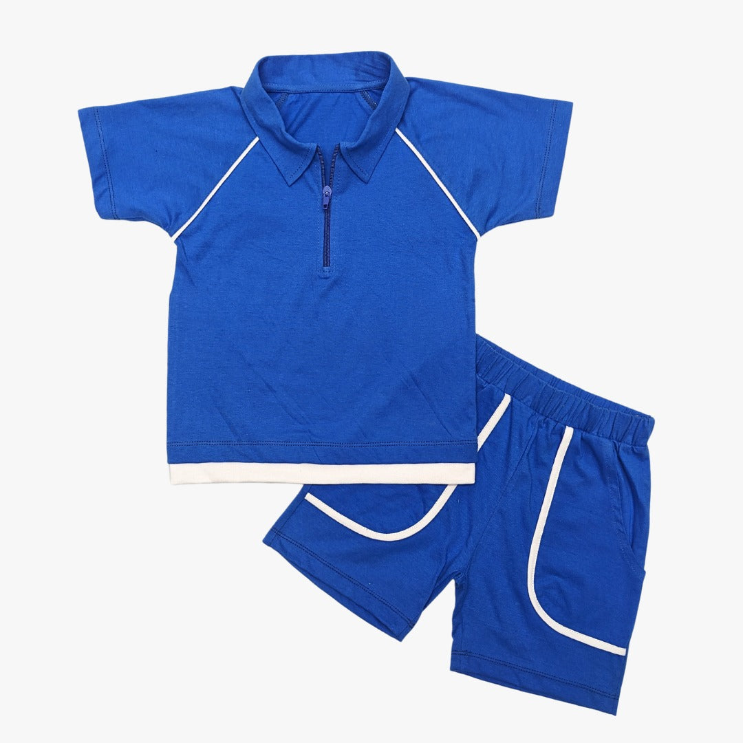 Boys' Sporty Blue Polo Shirt & Shorts Set